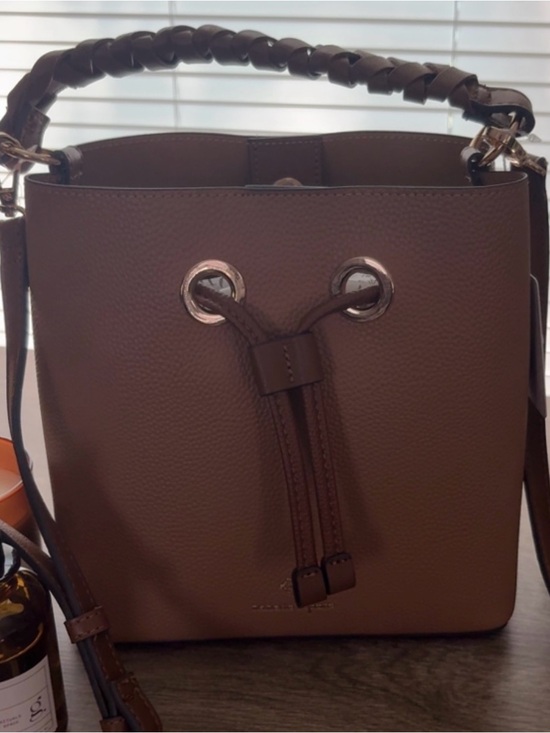 Nanette Lepore Handbags - Nanette Lepore Brown Braided-Handle Drawstring Bucket Bag